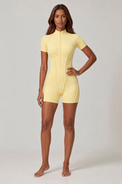 Peekaboo Shorty Suit—Butter Yellow