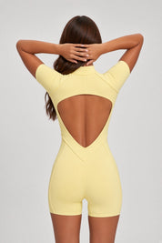 Peekaboo Shorty Suit—Butter Yellow